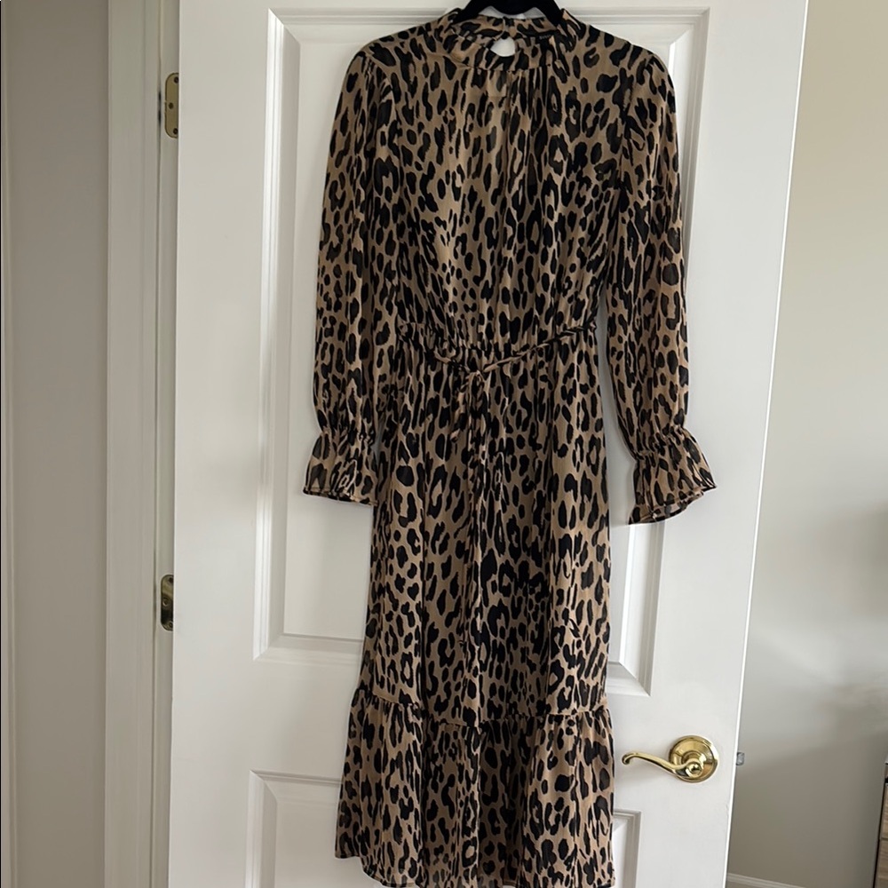 Banana Republic Brown and Black Ruffled Wrap Dress